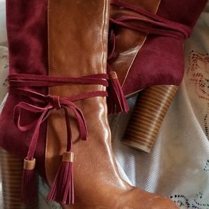 ANTHROPOLOGIE MANTIKO Contrast Leather Boots
